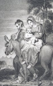 Ucieczka do Egiptu, z „Historii i życia naszego Błogosławionego Pana i Zbawiciela Jezusa Chrystusa”, wielebnego J. Milnera, opublikowanej przez B. Crosby