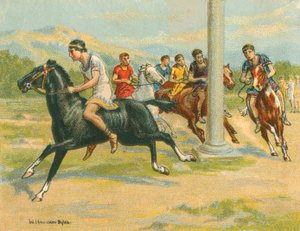 Wyścigi historyczne i współczesne, greckie wyścigi konne (chromolitho)