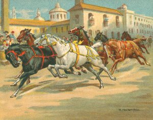 Wyścigi Historyczne i nowoczesne wyścigi konne bez jeźdźców we Włoszech (chromolitho)