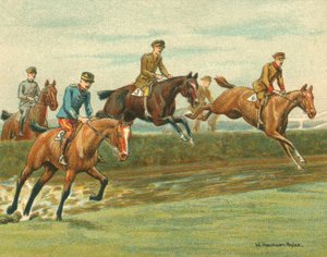 Wyścigi historyczne i współczesne, pościgi z przeszkodami dla oficerów alianckich (chromolitho)