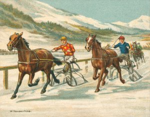 Wyścigi historyczne i współczesne, wyścigi kłusaków na lodzie (chromolitho)