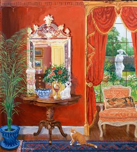 Czerwony korytarz (styl wiktoriański) (olej bez deski) autorstwa William Ireland