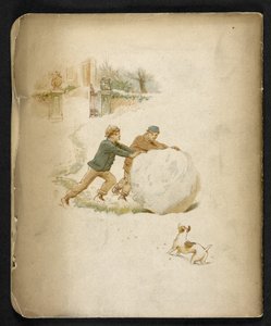 Dzieci i śnieżka.  Pociąg świąteczny: piosenka z „Dulce Domum” ... Ilustrowane przez W. J. Webba.  Frederick Langbridge  Londyn, 1891 autorstwa William J. Webbe or Webb