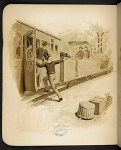 Wsiadanie do pociągu parowego.  Pociąg świąteczny: piosenka z „Dulce Domum” ... Ilustrowane przez W. J. Webba.  Frederick Langbridge  Londyn, 1891