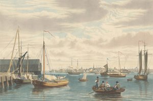 Boston: Z Ship House West End of the Navy Yard, opublikowane w 1833 roku. autorstwa William James Bennett