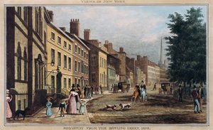 Broad Way z Bowling Green, grawerowane przez J.R. Hutchinsona, 1828
