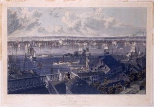 Nowy Jork z Brooklyn Heights, 1837 (ręczna akwaforta i akwatinta) autorstwa William James Bennett
