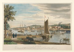 Troy. Wykonane z zachodniego brzegu Hudsonu, naprzeciw arsenału Stanów Zjednoczonych. autorstwa William James Bennett