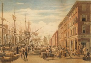 Widok na South Street, od strony Maiden Lane, Nowy Jork, ca. 1827.