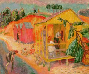 Łaźni (olej na płótnie) autorstwa William James Glackens