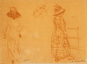 Dwie kobiety i głowa kobiety autorstwa William James Glackens