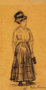 Kobieta w czarnym kapeluszu i czarnej spódnicy autorstwa William James Glackens