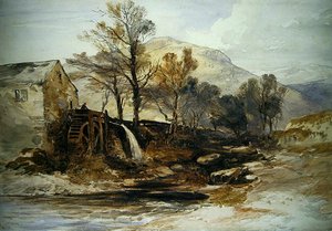 Młyn wodny w północnej Walii (akwarela na papierze) autorstwa William James Muller