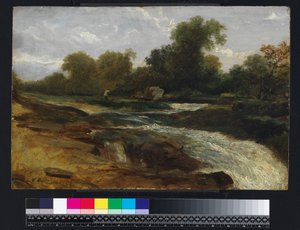 Krajobraz rzeczny z wędkarzem, 1842