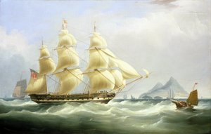 Statek handlowy "Asia" należący do Kompanii Wschodnioindyjskiej. Olej na płótnie autorstwa William John Huggins
