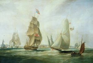 Jachty wyścigowe off the Castle, Cowes (olej)