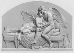 Kupidyn i Psyche, z posągu J. Gibsona, RA w Kolekcji Królowej (rycina)