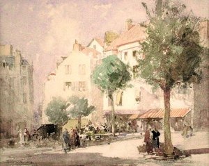 Kontynentalny Rynek Miejski (akwarela na ołówku na papierze) autorstwa William Lee Hankey