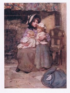 I całował jej bezmyślne niemowlęta z wieloma łzami, i ściskał je blisko, w smutku podwójnie drogie (kolor litho) autorstwa William Lee Hankey