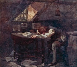 Ilustracja do The Deserted Village autorstwa Olivera Goldsmitha (litografia kolorowa) autorstwa William Lee Hankey