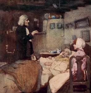 Ilustração para The Deserted Village por Oliver Goldsmith (color litho)polonês autorstwa William Lee Hankey