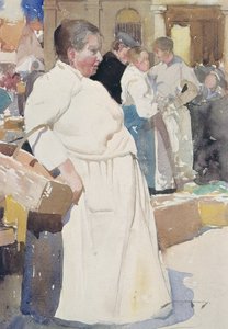 Madame la Menagere, Etaples (akwarela na papierze) autorstwa William Lee Hankey