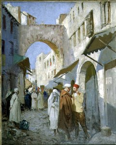 Marokańska scena uliczna (Tetuan) (olej na płótnie) autorstwa William Lee Hankey