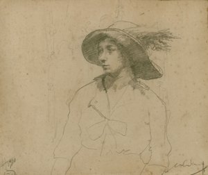 Estudo para um retrato de uma mulher sentada com chapéu polonês autorstwa William Lee Hankey