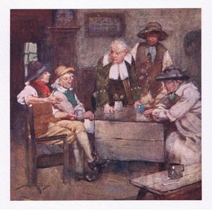 Gdzie wieśniacy mężowie stanu rozmawiali z głębokimi spojrzeniami i krążyły wieści znacznie starsze niż ichale (litografia kolorowa) autorstwa William Lee Hankey