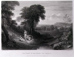 Narodziny Belphoebe i Amorett, wyryte przez Johna Cousena (1804-80) (rycina)