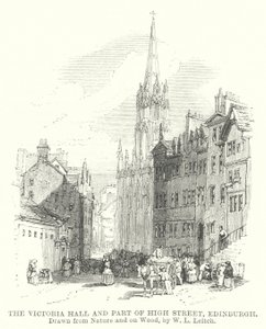 Victoria Hall i część High Street w Edynburgu (grawerowanie)