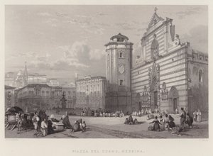 Piazza Del Duomo, Mesyna (grawerowanie) autorstwa William Leighton Leitch