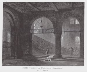 Północny transept katedry w Canterbury (litografia) autorstwa William Lewis (after) Telbin
