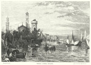 Wenecja, wyspa Burano (grawerowanie)