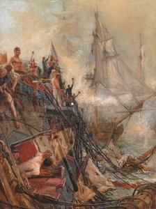 „Kaleki, ale niepokonany”: H.M.S. „Belleisle” pod Trafalgarem, 21 października 1805 (olej na płótnie) autorstwa William Lionel Wyllie