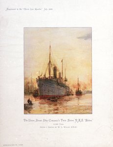 RMS "Briton", koniec XIX lub początek XX wieku (chromolitografia) autorstwa William Lionel Wyllie