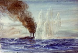 "Southampton" w bitwie jutlandzkiej, ok. 1916-18 (akwarela) autorstwa William Lionel Wyllie