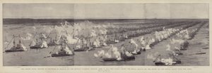 Wielki Przegląd Marynarki Wojennej w Spithead na cześć Diamentowego Jubileuszu Królowej, 26 czerwca 1897 r., Flota wystrzeliła Royal Salute na wejściu Królewskiego Jachtu na Linie