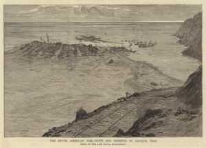 Wojna południowoamerykańska, miasto i port w Iquique, Peru autorstwa William Lionel Wyllie
