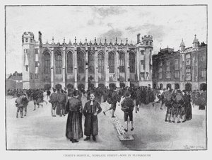 Szpital Chrystusa, Newgate Street, Boys in Playground (lito) autorstwa William Luker