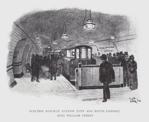 Elektryczny dworzec kolejowy, City and South London, King William Street (lito) autorstwa William Luker