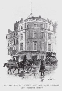 Elektryczny dworzec kolejowy, City and South London, King William Street (lito) autorstwa William Luker