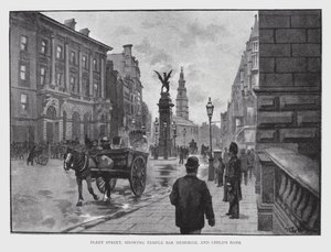 Fleet Street, pokazująca Temple Bar Memorial i Child