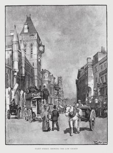 Fleet Street, pokazująca sądy (lito) autorstwa William Luker