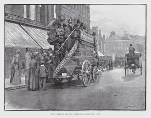 New Bridge Street, walka o autobus (lito) autorstwa William Luker