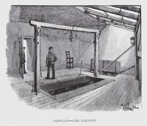 Newgate, szubienica (lito) autorstwa William Luker