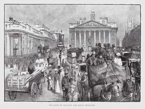 Bank Anglii i Royal Exchange (lito) autorstwa William Luker