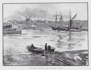 Tower of London z South Side of River (lito) autorstwa William Luker