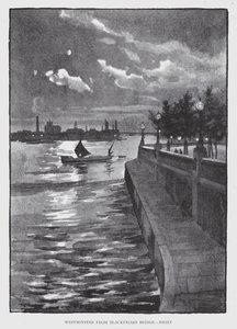 Westminster z mostu Blackfriars, noc (lito) autorstwa William Luker