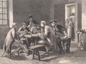 Żołnierze grający w karty, z Illustrated London News, 4 maja 1861 r.